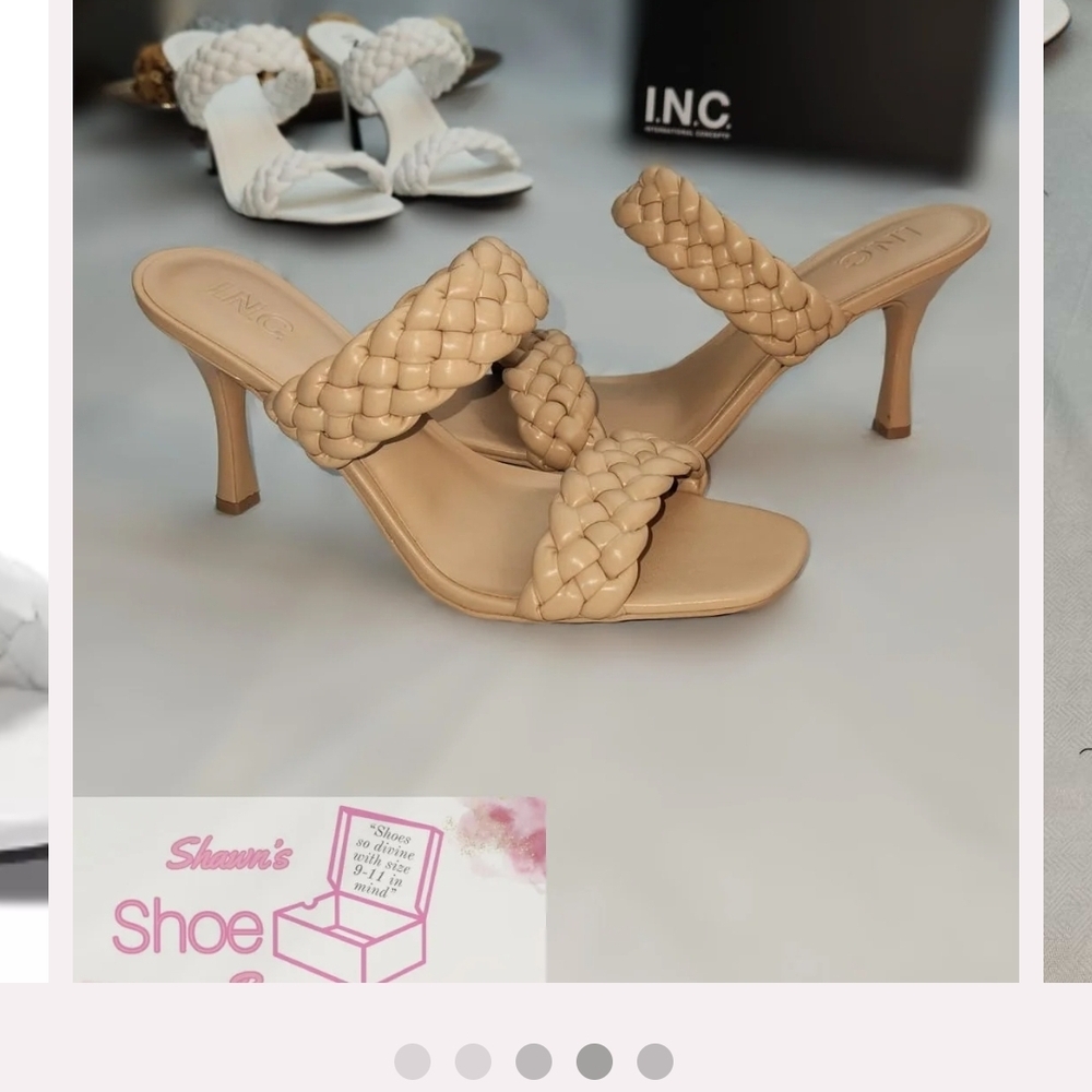 INC International Concepts Tan Woven Leather Heels